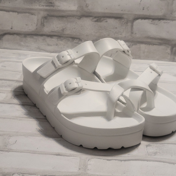 White Platform Buckled Sandals - Picture 4 of 6
